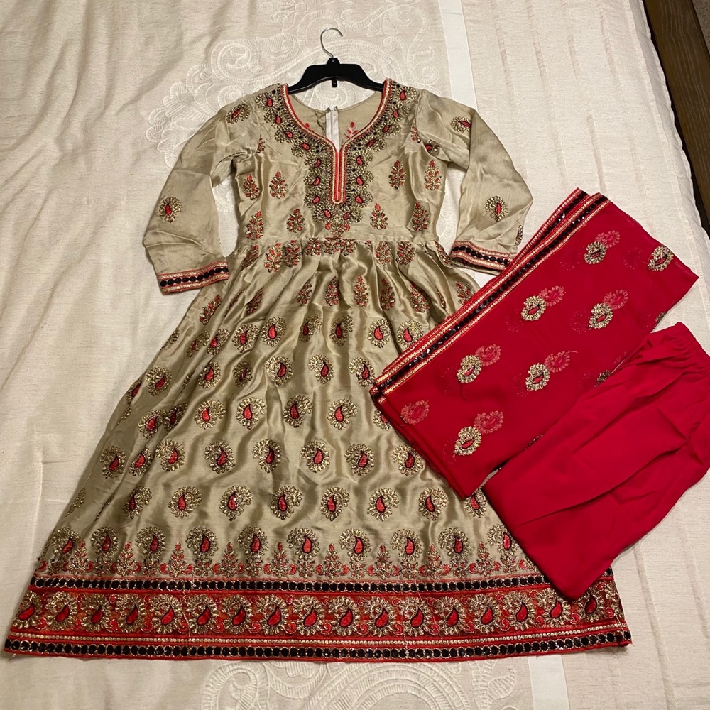 Gold & Red Designer Indian Dress (NWOT)